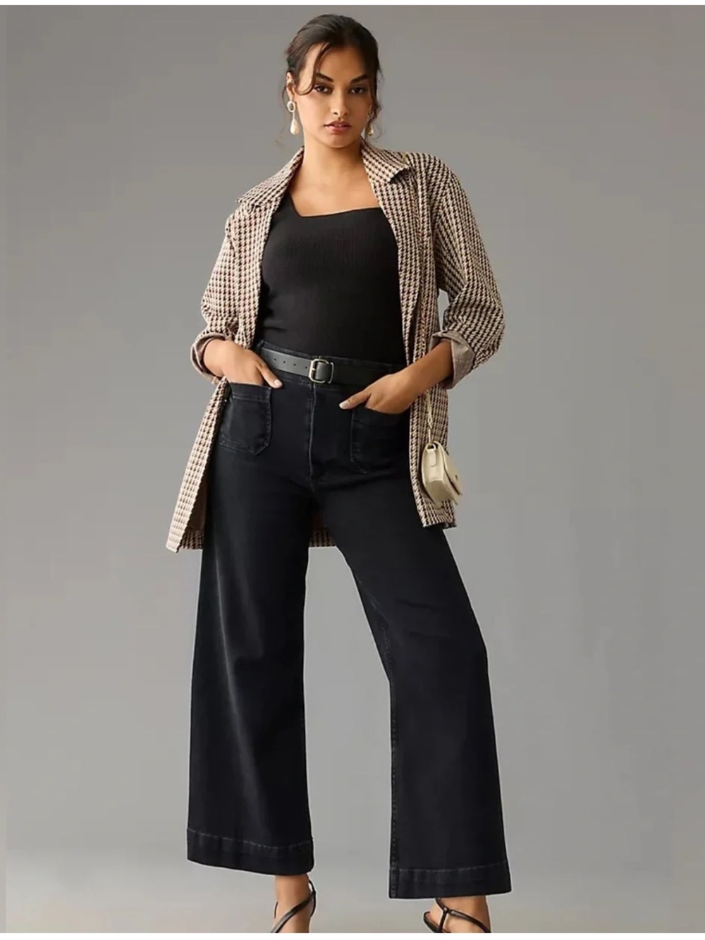 Anthropologie Maeve The Colette Washed Black High-Rise Wide-Leg Jeans